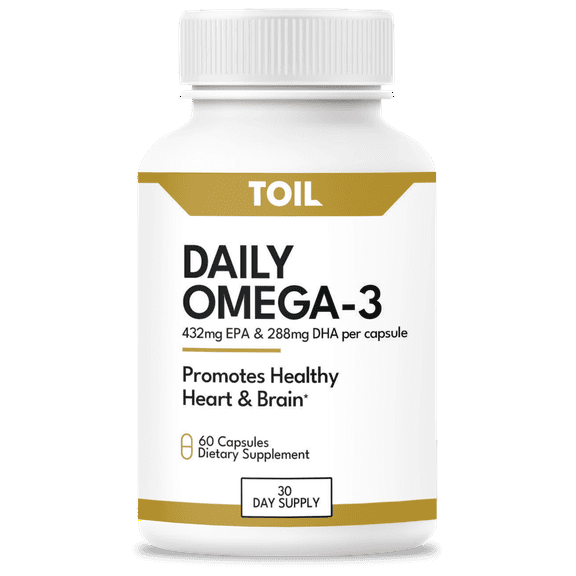 Daily Omega EPA & DHA - Super Omega-3 Dietary Supplement, cardioprotective, neuroprotective, from TOIL, a Veteran Owned Company