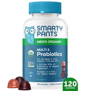 SmartyPants Men s Organic Multivitamin & Probiotic Gummies with CoQ10 & Vitamin D3 & C, 120 Ct