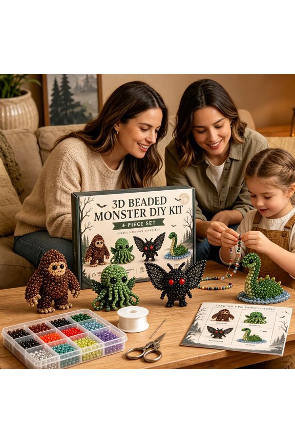 Daily Partner 3D Beaded Animal Kit,DIY Bead Making Set for Craft,Tiny Animal Art for Adults,Handmade Desk Decor Keychain Charm,Complete Beadwork Set for Beginners,Relaxing Hobby Desk Ornaments