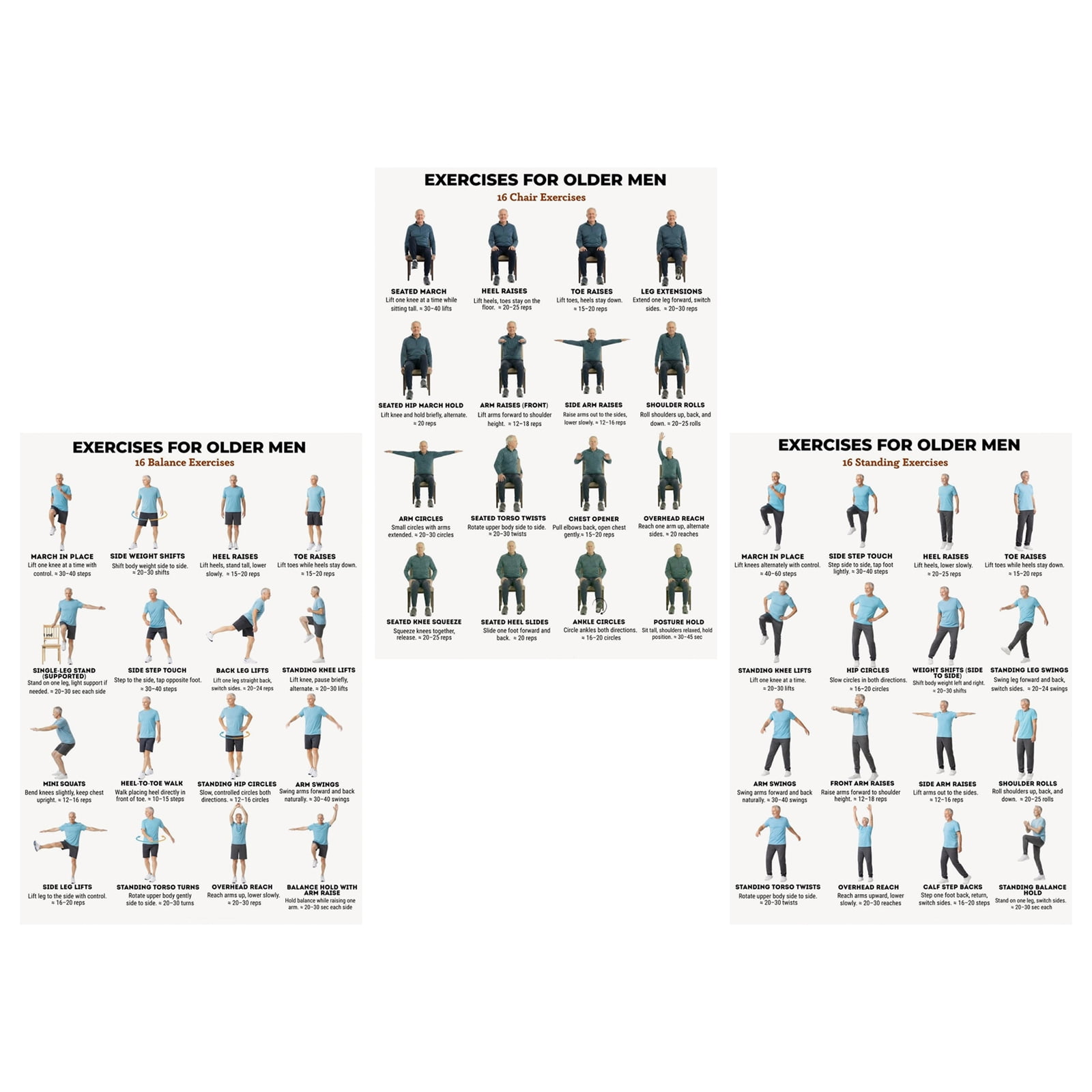 Daily Partner Tai Chi Chair Workout Chart for Seniors A Printable Wall ...
