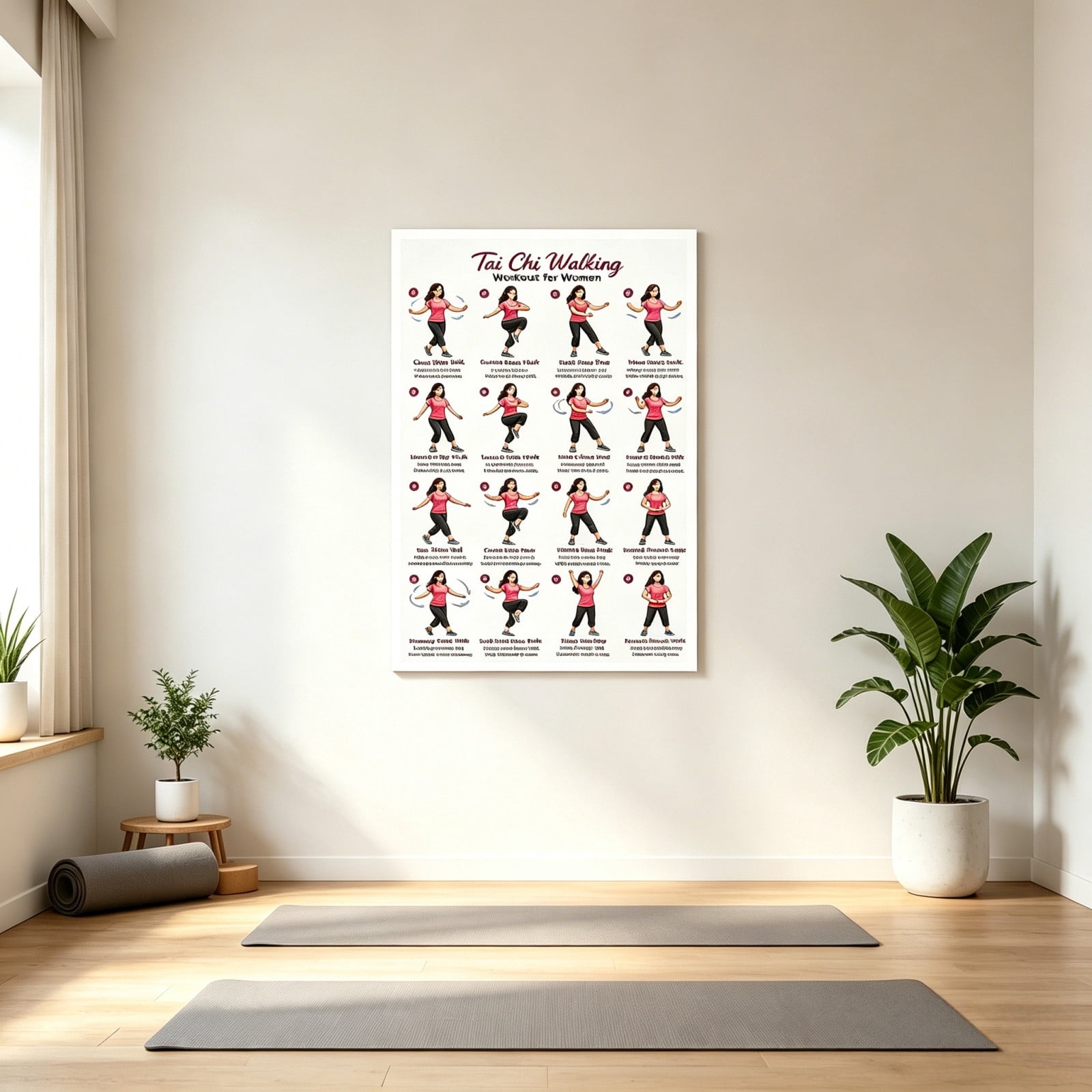 Daily Partner Tai Chi Walking Chart for Seniors, Poster Featuring Step ...