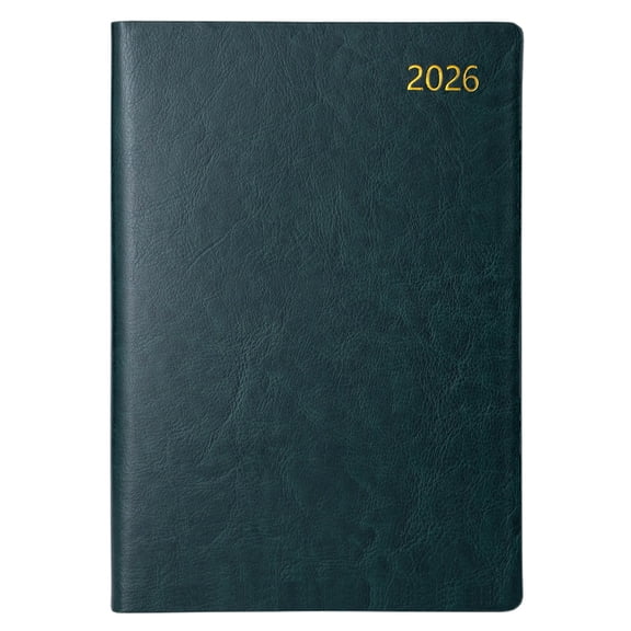 Daily Plan Notebook 2026 Daily and Monthly Planner Calendar,January 2026 - December 2026, 7.9" x 10.7", Flexible Leather Cover, Large Notebook For Efficient Work & Personal Planning(Green,10.7x7.9")