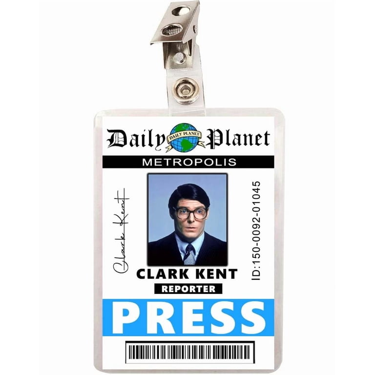 Daily Planet Clark Kent Reporter Press ID Badge Name Tag - Walmart.com