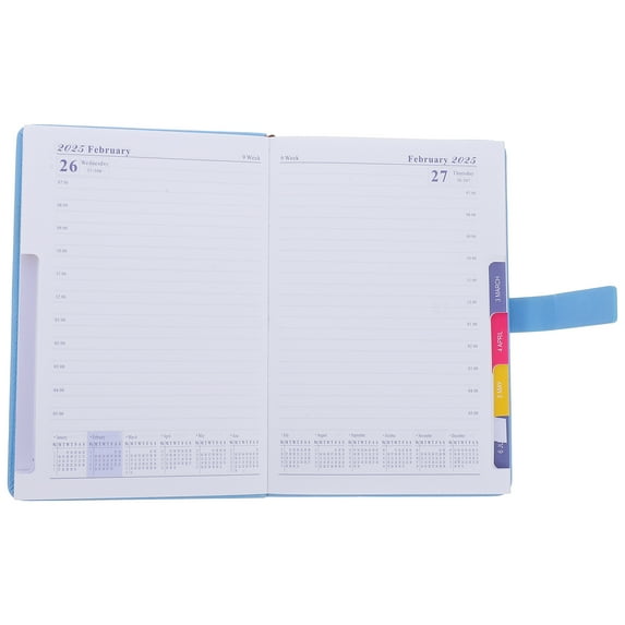 Skyblue PU Daily Planner with Elegant Design for Home 2025 Monthly Weekly Planner Compact A5 Size