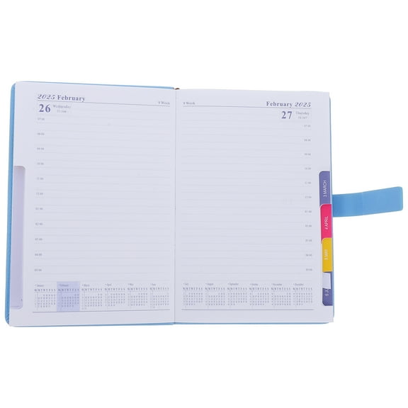 Skyblue PU Daily Planner with Elegant Design for Home 2025 Monthly Weekly Planner Compact A5 Size