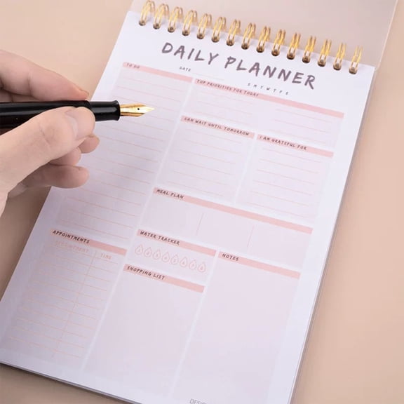 Daily Planner, To Do List Notepad, 50 Pages Coil Bound Daily Schedule Organizer, Thick Matte Paper, 21.5x15.4cm, Easy Page Turning, Portable and Durable Design