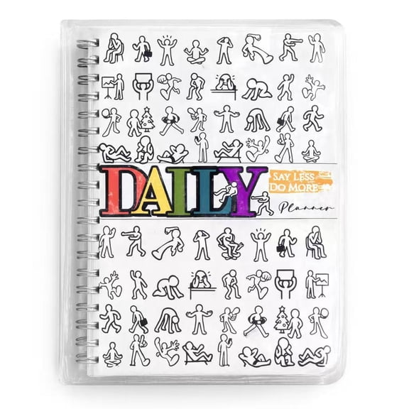 Daily Planner Notebook with Waterproof Cover Say Less Do More, Rounded Corners Minimalist Everyday Planning Journal for Work, Home & Personal Tasks