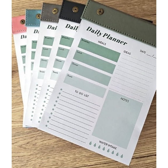 Daily Planner Notepad  100 Tear-Off Sheets | To-Do List, Meal Planner, Water Tracker & Productivity Checklist (A5, Green)