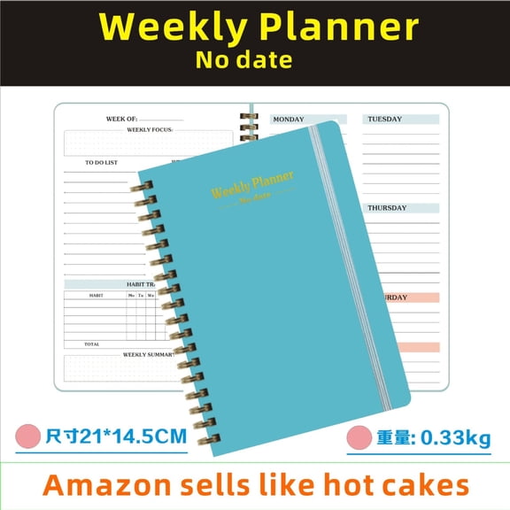 Daily Planner Notepad Calendar, Scheduler, Organizer with Priority, To Do List, Appointments, Notes, Desktop Coil Planner Notebook （Sky Blue）