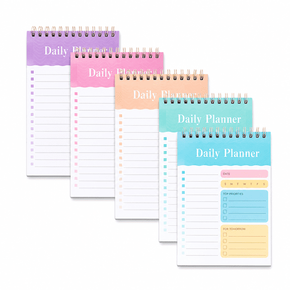 Daily Planner Notepad, Spiral Bound To-Do List Notebook with Task Management Sheets, 8 x 5 Inch
