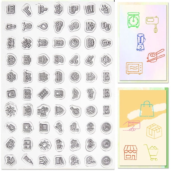 Daily Planner Rubber Stamp Sports Mini Label Themed Clear Cute Transparent Silicone Seals Stamp Vintage Retro
