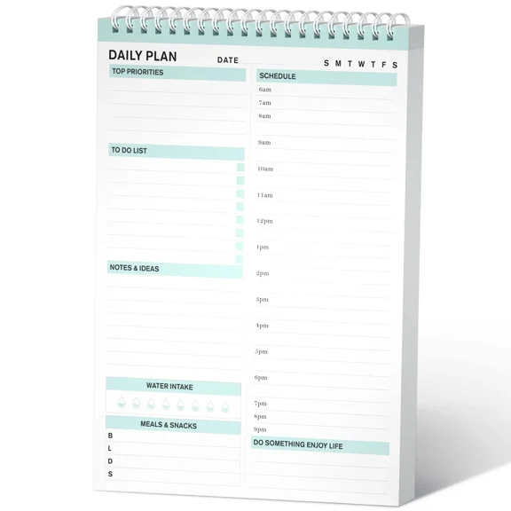 Daily Planner, To Do List Notepad Tear Off, Undated Planner,Spiral Hourly Pla...
