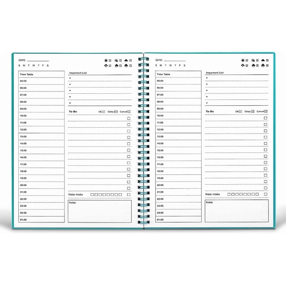 Daily Planner Undated, To Do List Notebook with Hourly Schedule, Time Management Manual and Planner, Personal Organizers, 5.2"x7.5", 75 Sheets/150 Pages, Green
