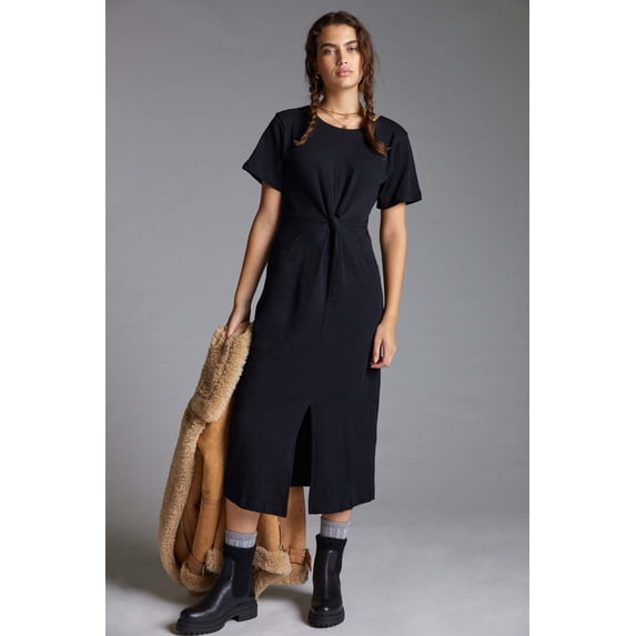 Daily Practice by Anthropologie Twist-Front Midi Dress, Black, L