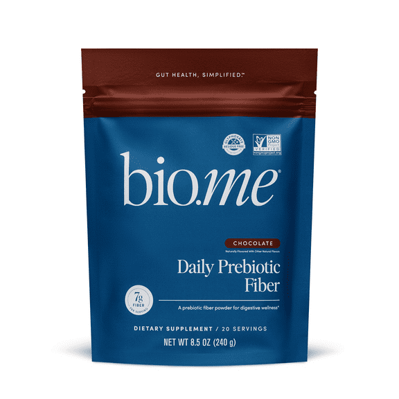 Bio.me Daily Prebiotic Fiber Supplement for Digestive Health, Chocolate  20 Servings of Fiber Powder