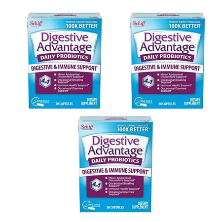 Daily Probiotic Capsules, Digestive Advantage (30 ct) - Helps Relieve Minor Abdominal Discomfort & Occasional Bloating*, Supports Digestive & Immune Health* (Pack of 3)