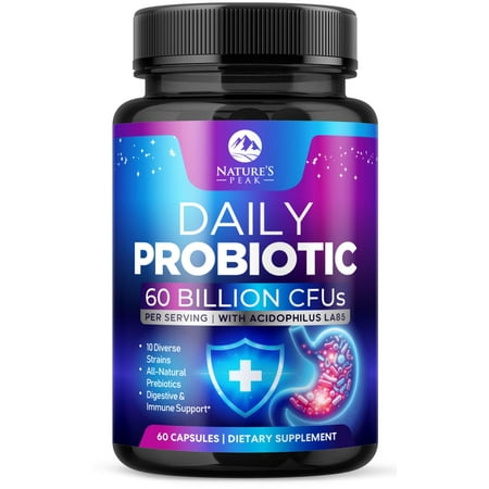 Probiotics 50 Billion CFU Per Serving - 10 Premium Strains + Digestive Enzymes & Prebiotics - Best Probiotic for Women & Men, Supports Immune, Gut Health, Constipation, Gas & Bloating - 60 Capsules
