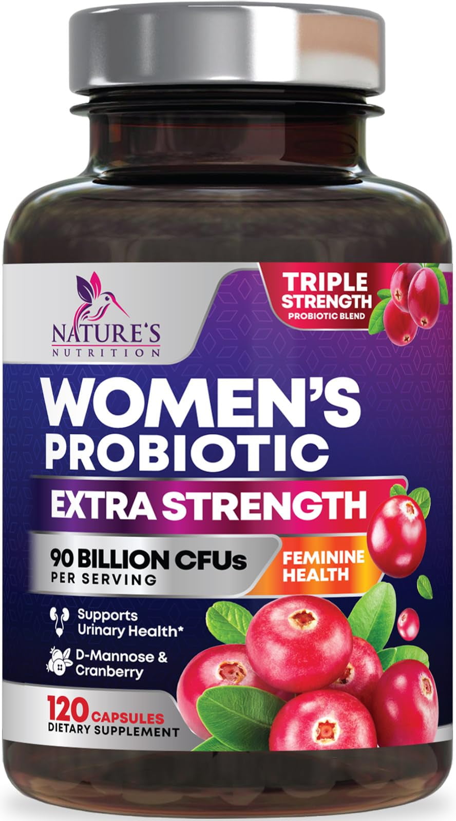 Probiotics for Women - 90 Billion CFU 16 Probiotic Strains with Cranberry, Vaginal Probiotics with Prebiotics PH, Digestive, UT, Immune, & Feminine Health Support, Pro Biotics for Women, 120 Capsules