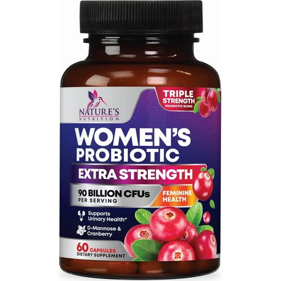 Probiotics for Women - 90 Billion CFU Women's Probiotic - Targeted Women's Vaginal & Digestive Health Support Formula - 16 Strains, Cranberry, D-Mannose, & Prebiotics - Bottled in USA - 60 Capsules