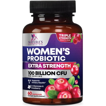 Probiotics for Women - Probiotic Blend 100 Billion CFU Per Serving - Women's Probiotic for Targeted Vaginal & Digestive Health Support - 16 Strains, Cranberry, Prebiotics - Bottled USA - 60 Capsules
