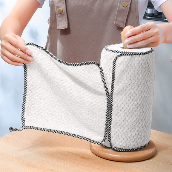 Jialinnn Kitchen Towels for Oil Stain Removal White Plaid 10 Pack