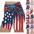 thumbnail image 1 of Daily Sales Clearance! lcziwo Womens Biker Shorts 6 Inches Casual High Waisted Workout Running Yoga Shorts USA Flag Graphic Patriotic Short Leggings 4th of July Outfits Red L, 1 of 6