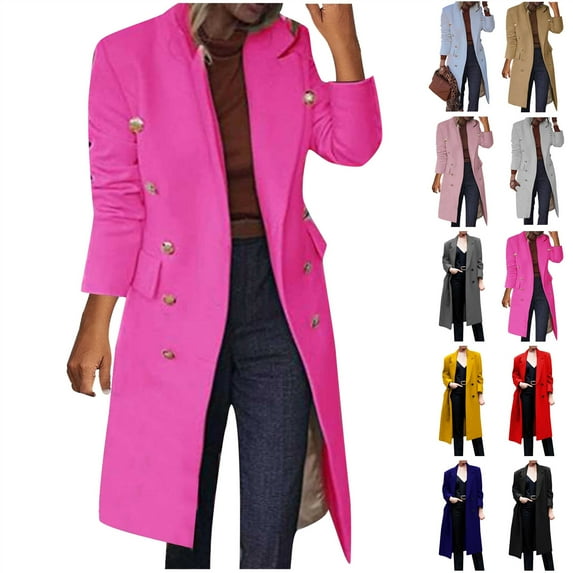 Daily Sales of The Day, BiZtdJrK Women's Long Sleeve Slim Fit Blazers Elegant Notched Collar Business Casual Suit Jackets Office Work Pea Coat Overcoat Black S