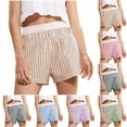 thumbnail image 1 of Daily Sales! lcziwo Womens Striped Boxer Shorts Comfy Breathable Pajama Shorts Elastic Waisted Baggy Casual Summer Shorts with Pockets Army Green XL, 1 of 8
