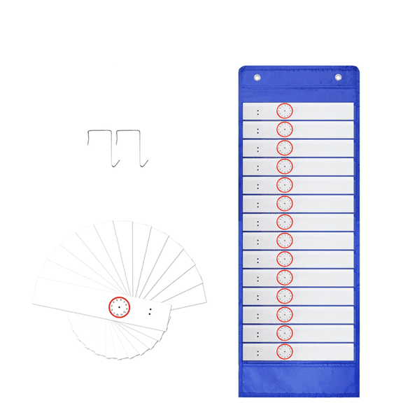 Daily Schedule Pocket Chart, Available In 14 Pockets,Durable Design with Reusable Erasable Cards- Reversible Chart for Sentence Strips