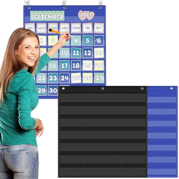 Daily Schedule Pocket Chart Clear Chart for Cla ssroom Perfect for Flash Cards Sentence Strips Cleaning Schedule and Checklist Calendar Cards Black 1Pcs