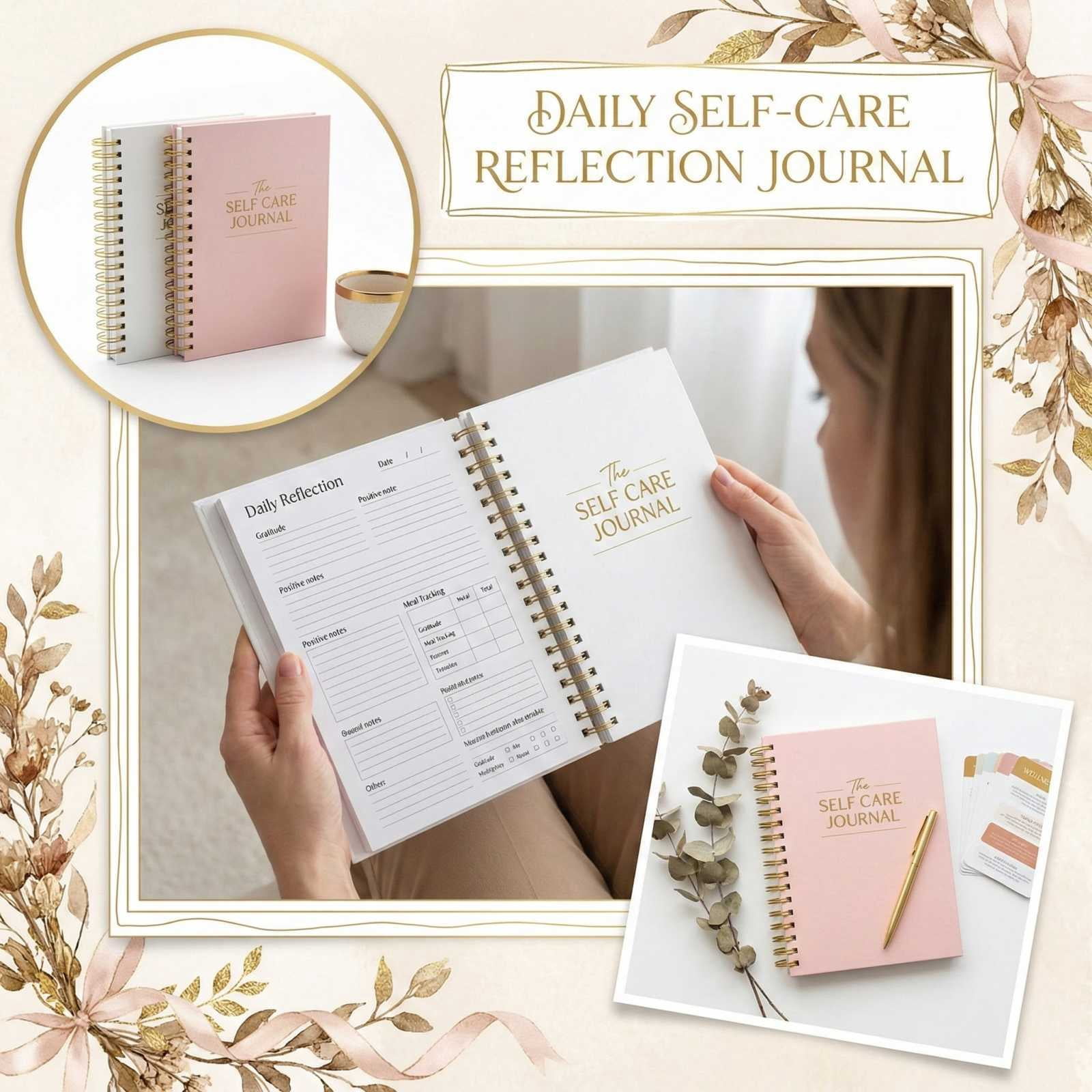 Daily Self Care Journal Reflection Notebook for Mental Health Wellness ...