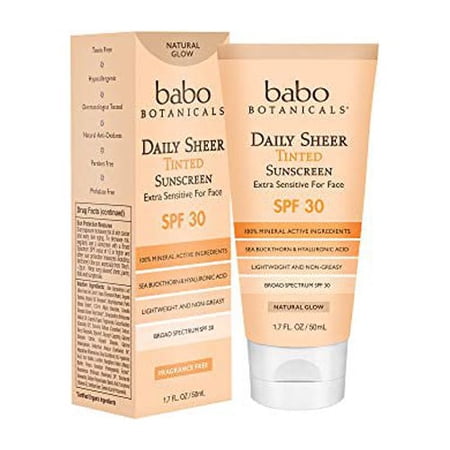 Daily Sheer Moisturizing Mineral Tinted Sunscreen SPF 30, Natural Glow, Unscented, 1.7 Fl
