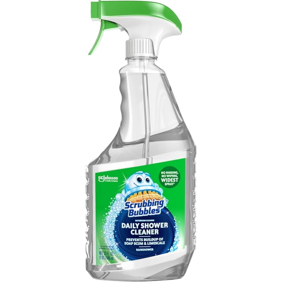 Daily Shower and Cleaner Spray, Removes Mildew, Mold, and Soap Scum on Showers, Bathroom Floors & Tiles, Rainshower Scent, 32oz