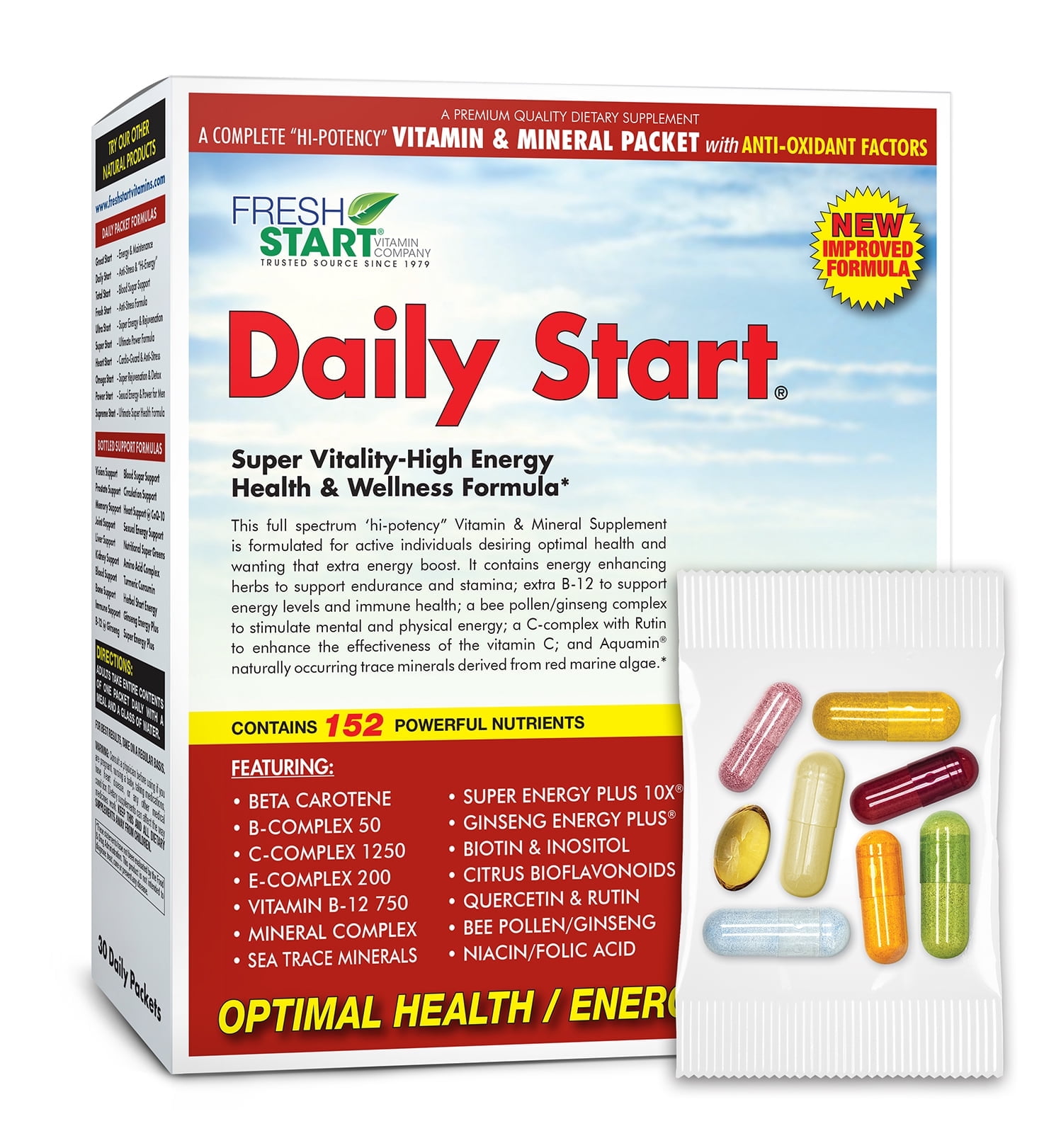 Daily Start Complete Daily Vitamin Pack - 10X Energy & Stamina Booster (30 Packets)