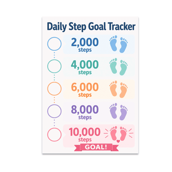 Daily Step Goal Tracker Chart - Fitness Enthusiast - 13x19 Poster Print