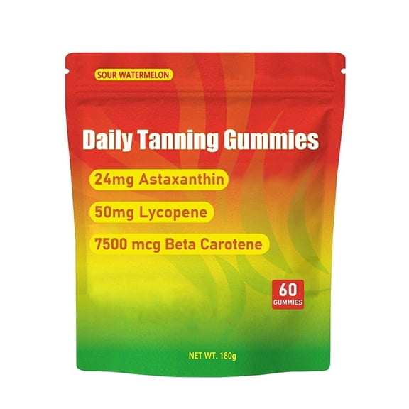 Skin Health Gummies with 24mg Astaxanthin, 50mg Lycopene & 7500mcg Beta Carotene - Sour Watermelon Flavor - 60 Gummies
