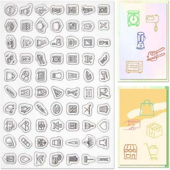 Daily Themed Rubber Stamp Mini Symbol Label Clear Cute Food Coffee Vintage Transparent Silicone Seal Stamp Retro for DIY