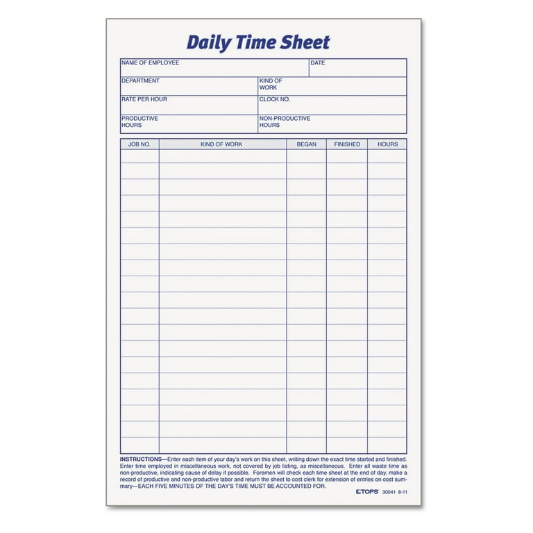 Weekly Time Sheets, One-Part (No Copies), 8.5 x 5.5, 50 Forms/Pad, 2 Pads/Pack Weekly Time Sheets, One-Part (No Copies), 8.5 x 5.5, 50 Forms/Pad, 2 Pads/Pack