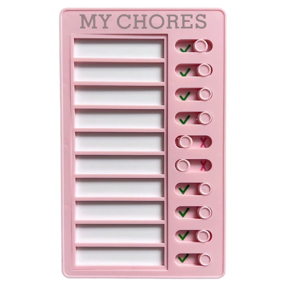 Daily To-Do List Board, Reusable Chore Chart Sliding Routine Checklist 7.87×4.72in 1 Piece, Pink Plastic DIY Checklist for Custom Tasks & Life Planning
