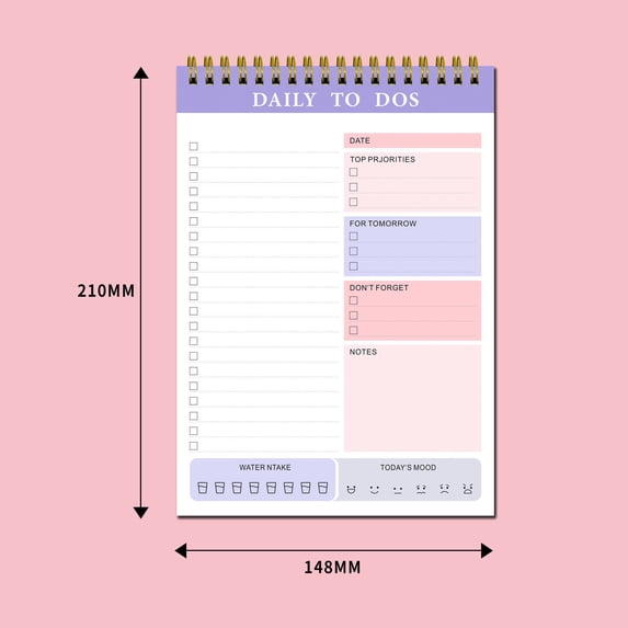 Daily To Do List Notepad - Task Organizer & Planner Notebook for Productivity, Undated with 60 Sheets, Ideal for School and Office