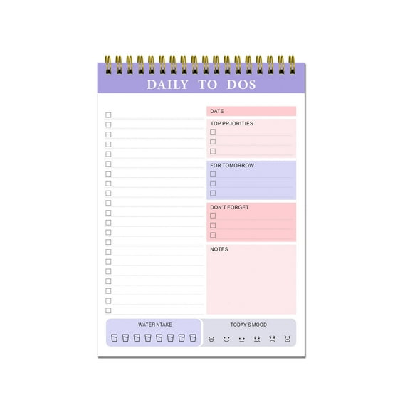 Daily To-Do Notepad, Undated Task List Planner for School Office, Daily Organizer Notepad with PVC Cover 60 Sheets