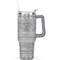 thumbnail image 1 of Daily Use 40oz Boho Tumblers with Lids Straws Vacuum Insulated Bohemia Tumbler with Handle Flip Straw Lid Leak Proof Stainless Steel Travel Mug, 1 of 5