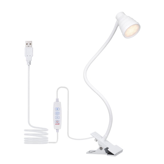 Daily Use Clamp 5W 24LEDs Table Desk Lamp Reading Beside Light Clamp CLip Lighting Fixture USB Powered Operated 3 Colors Mode Temperature Changing/ 10 Levels Dimmer Dimmable