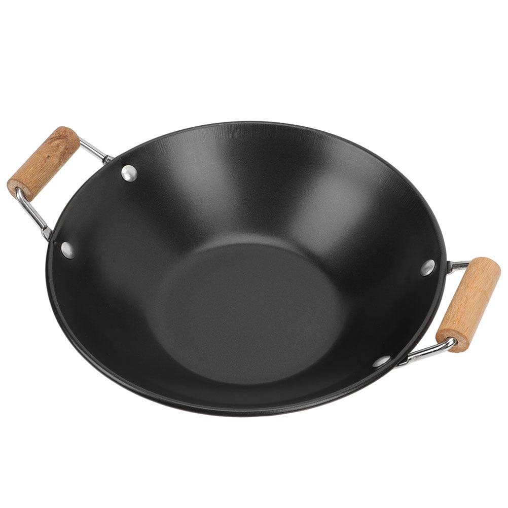 Daily Use Food Wok Double Wooden Handle Hot Pot Kitchen Cooking Wok ...