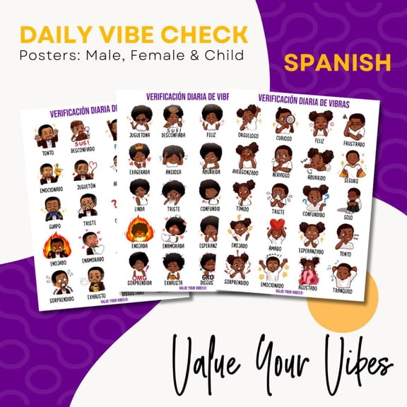 Daily Vibe Check Dry Erase Door Sign – Spanish Emotions Chart (8" x 12")