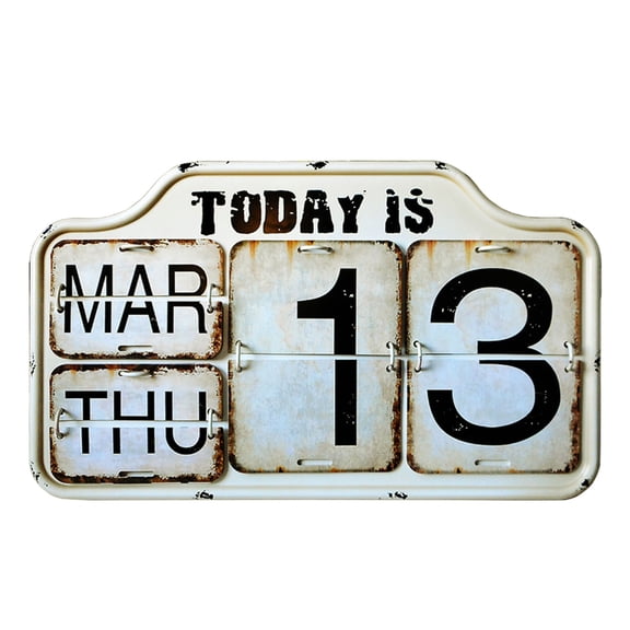 Daily Wall Calendar, White Metal Daily Calendar, Size of 15.7’’ x 9.4’’, Reusable Yearly, Decorate Office, Café, Drawing Room, Office Decor