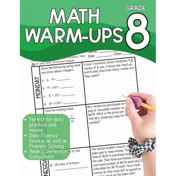 Daily Warm-Ups: Math for Eighth Grade: Fluency, Problem Solving and Critical Thinking, (Paperback)