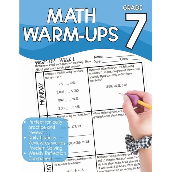 Seventh Grade Math Skills Workbooks Daily Warm-Ups: Math for Seventh Grade: Fluency, Problem Solving and Critical Thinking, (Paperback)