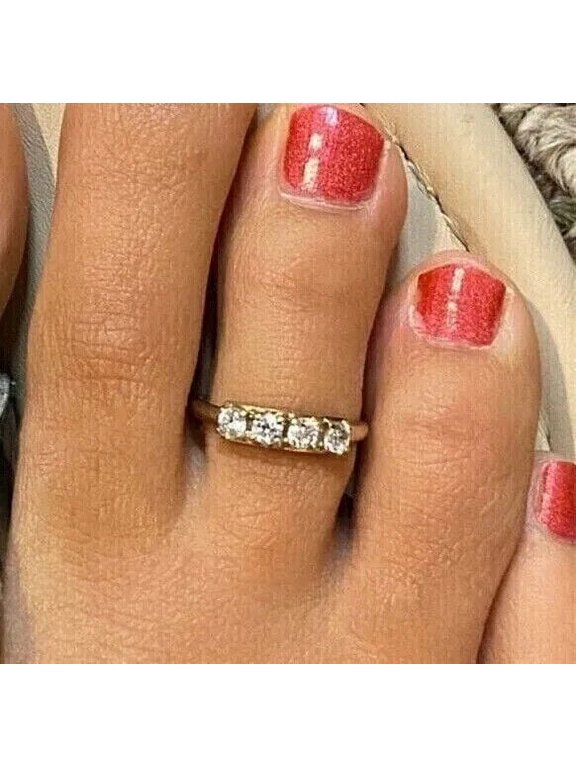 Daily Wear Beautiful Toe Ring 14K Yellow Gold Plated Silver 1.00Ct Lab Created Round Cut Diamond