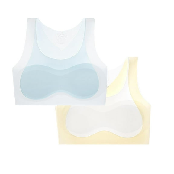 Daily Wear Cotton Bras for Girl New Girls 2pc Primary and Secondary School Solid Color Comfortable Camisole Bra Style B-30 Sky Blue 7 Years